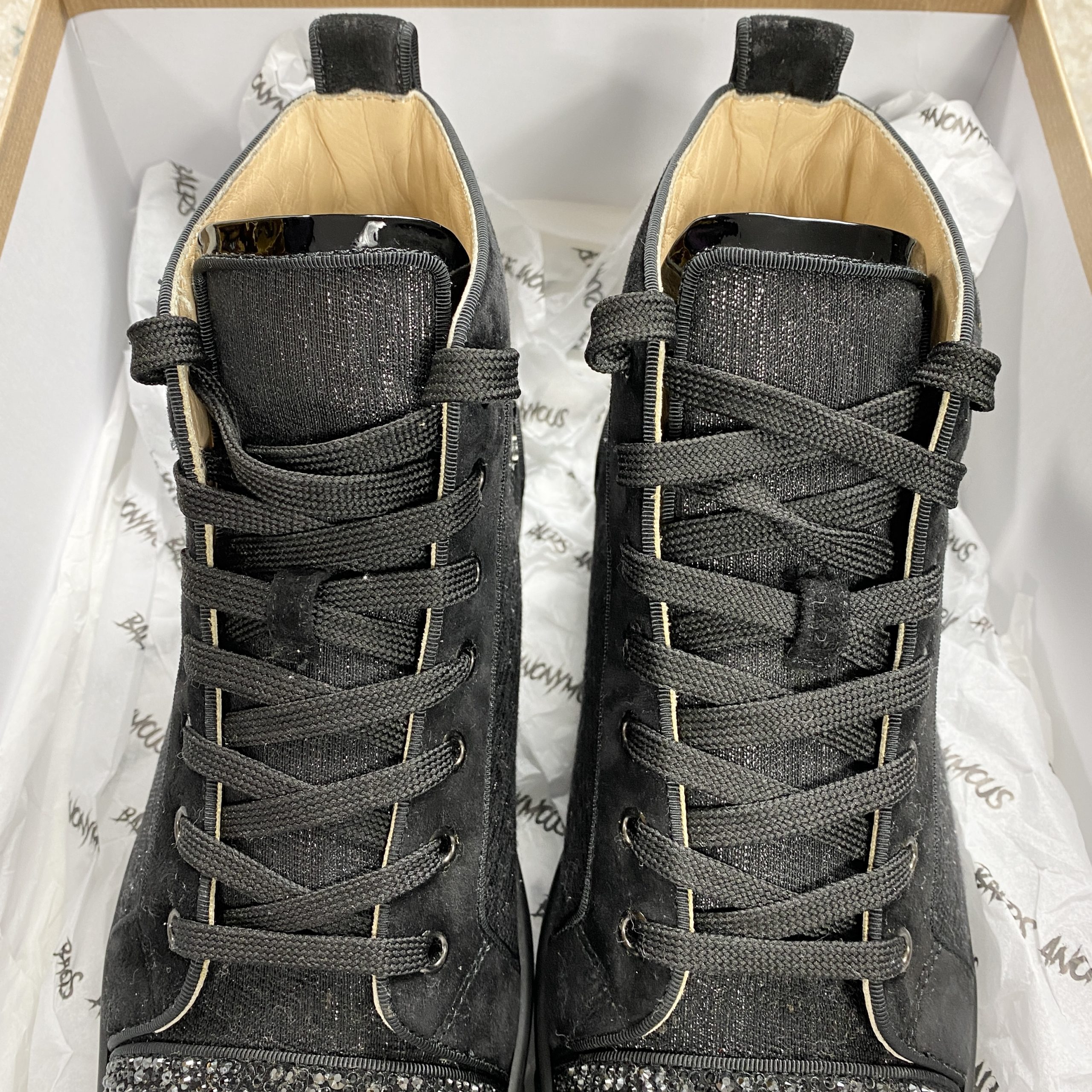 Christian Louboutin Louis suede black silver strass sneaker, size
